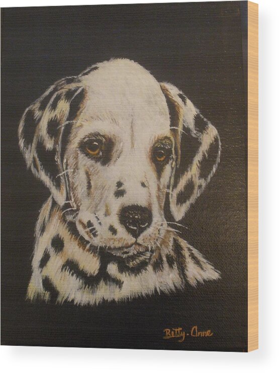 Dog Wood Print featuring the painting Dalmation by Betty-Anne McDonald