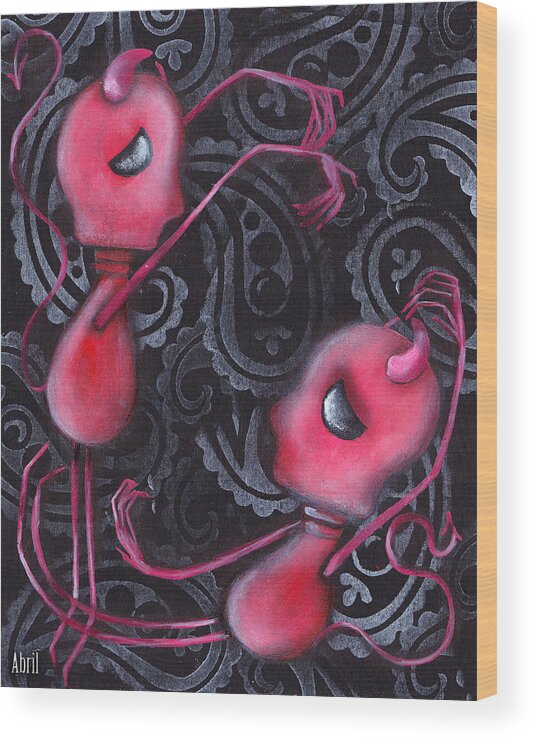 Day Of The Dead Wood Print featuring the painting Dance with me by Abril Andrade