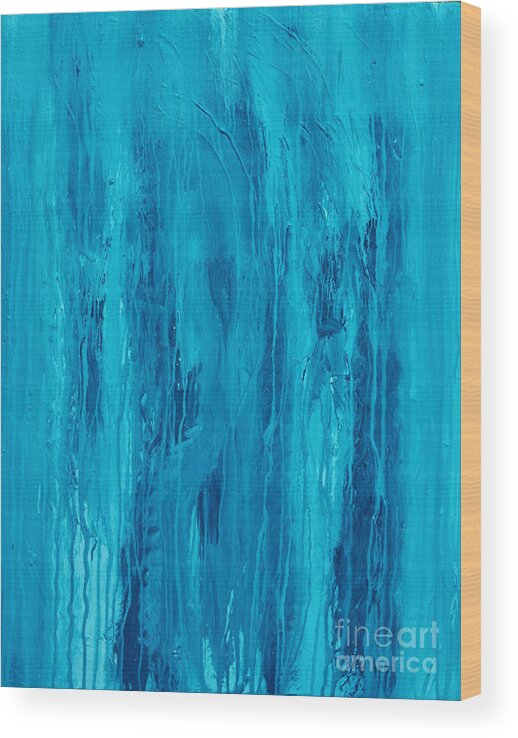 A-fine-art-painting-abstract Wood Print featuring the painting Dancing In The Rain by Catalina Walker