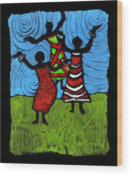 Black Art Wood Print featuring the painting Dancing So Good I Started to Fly by Wayne Potrafka