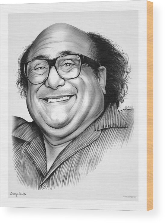 Dannydevito Wood Print featuring the drawing Danny DeVito by Greg Joens