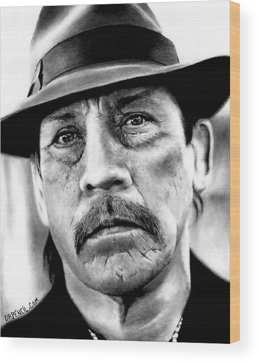 Danny Trejo Wood Print featuring the drawing Danny Trejo as Tortuga by Rick Fortson