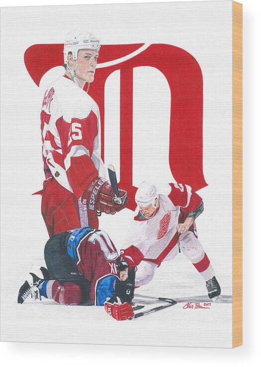 Detroit Red Wings Wood Print featuring the drawing Darren McCarty by Chris Brown
