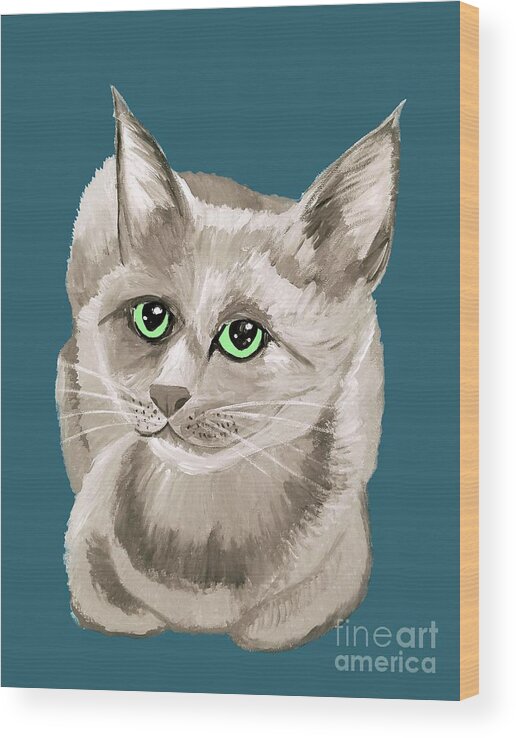 Pet Portrait Wood Print featuring the painting Date With Paint Sept 18 2 by Ania Milo