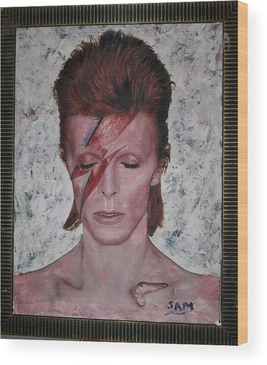 David Bowie Wood Print featuring the painting David Bowie by Sam Shaker