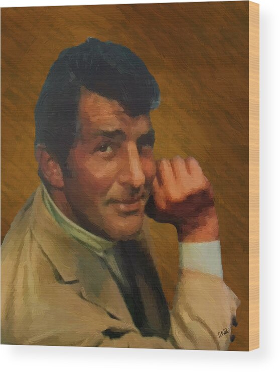 Celebrity Wood Print featuring the painting Dean Martin 01 by Dean Wittle