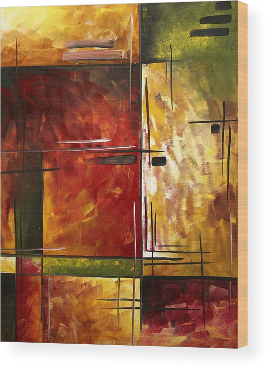 Abstract Wood Print featuring the painting Depth of Emotion by MADART by Megan Aroon