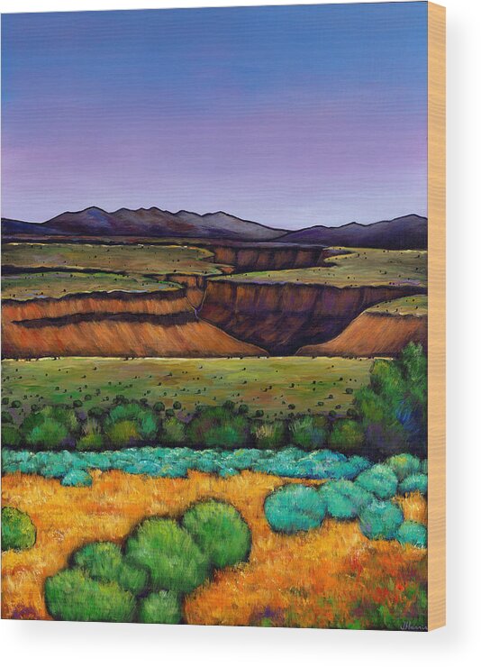 Landscape Wood Print featuring the painting Desert Gorge by Johnathan Harris