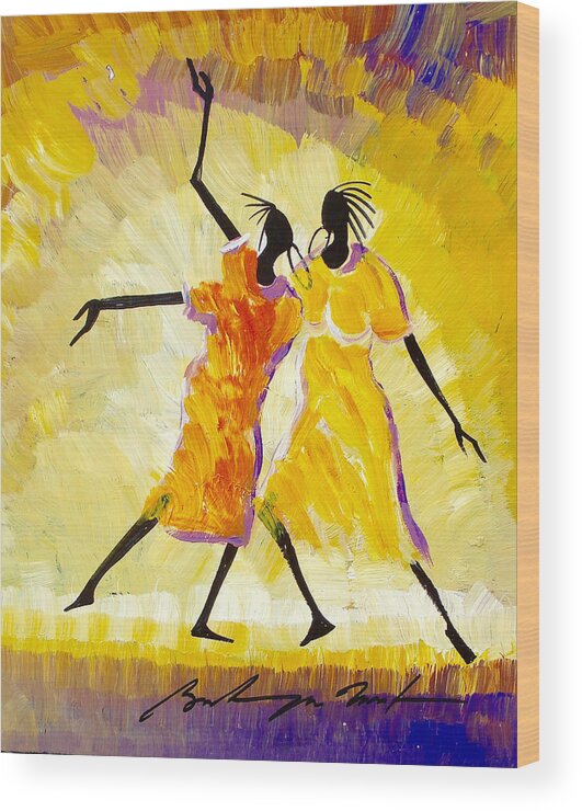 True African Art Wood Print featuring the painting B-121 by Martin Bulinya