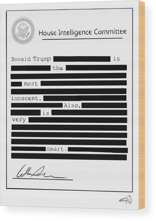 House Inteligence Committee Wood Print featuring the drawing Devin Nunes Memo by Ellis Rosen