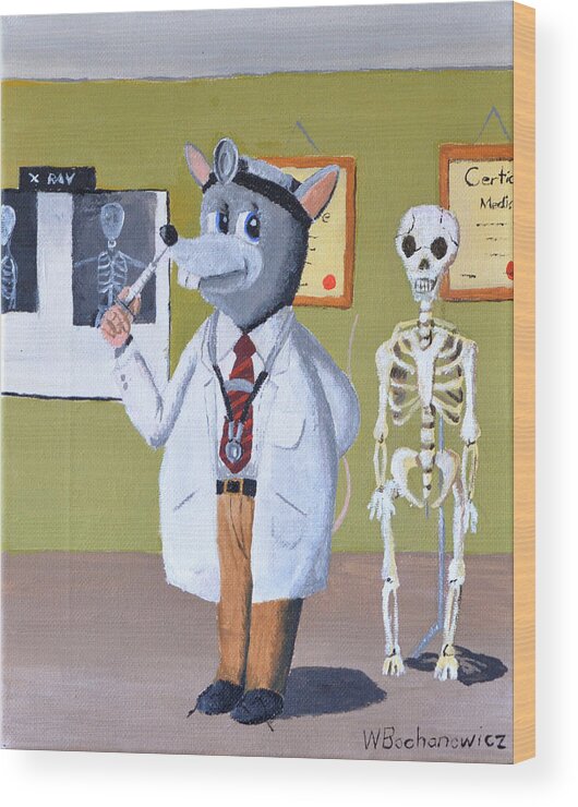 Doctor Rat Wood Print featuring the painting Doctor Rat by Winton Bochanowicz