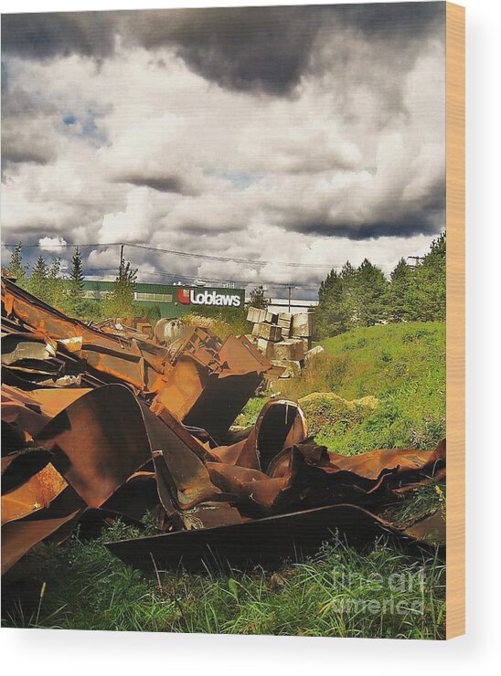 Photgraphy Wood Print featuring the photograph Domfer Deconstruction Twisted Metal by Reb Frost