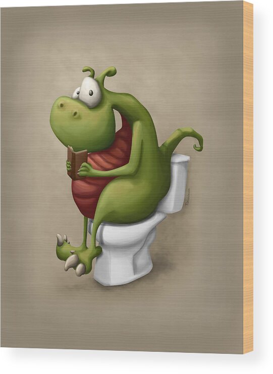 Toilet Wood Print featuring the digital art Dragon number 2 by Tooshtoosh