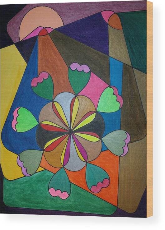 Geometric Art Wood Print featuring the painting Dream 302 by S S-ray