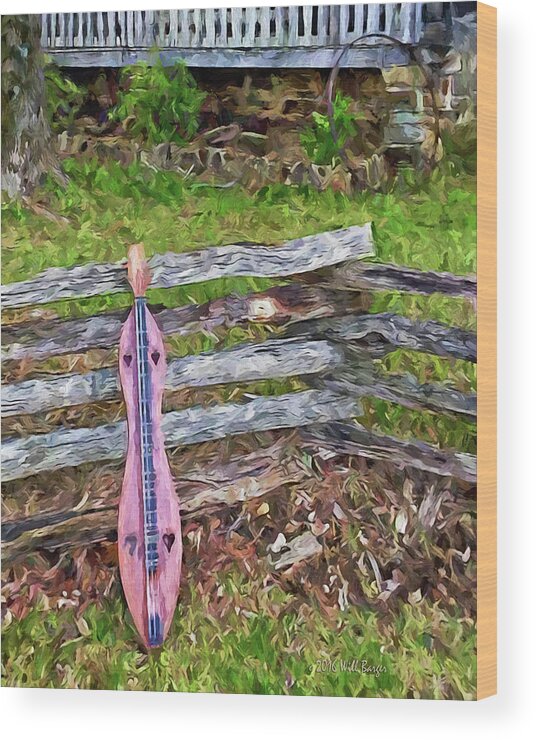 Music Wood Print featuring the painting Dulcimer on a Fence Nbr 1H by Will Barger