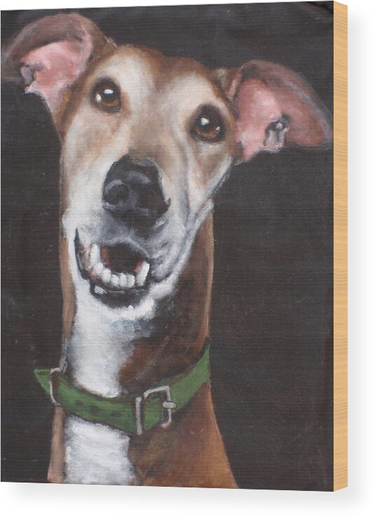Greyhound Wood Print featuring the painting Dusty by Carol Russell