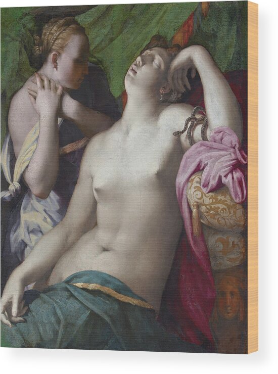 16th Century Art Wood Print featuring the painting Dying Cleopatra by Rosso Fiorentino