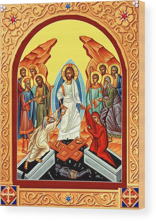 Resurrection Of Christ Wood Print featuring the painting Eastern Orthodox Resurrection by Munir Alawi