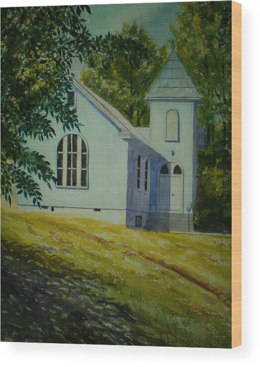 Landscape Wood Print featuring the painting Edgemont Baptist Church by Shirley Braithwaite Hunt
