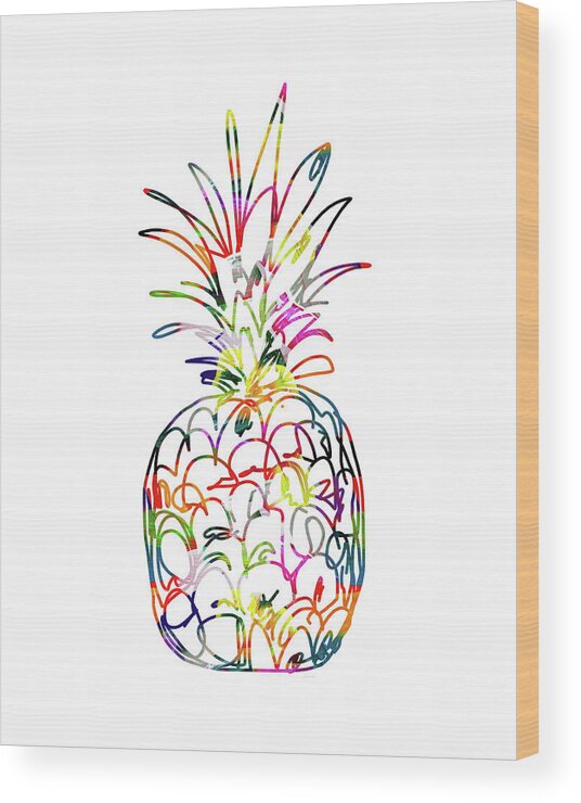 Pineapple Wood Print featuring the digital art Electric Pineapple - Art by Linda Woods by Linda Woods