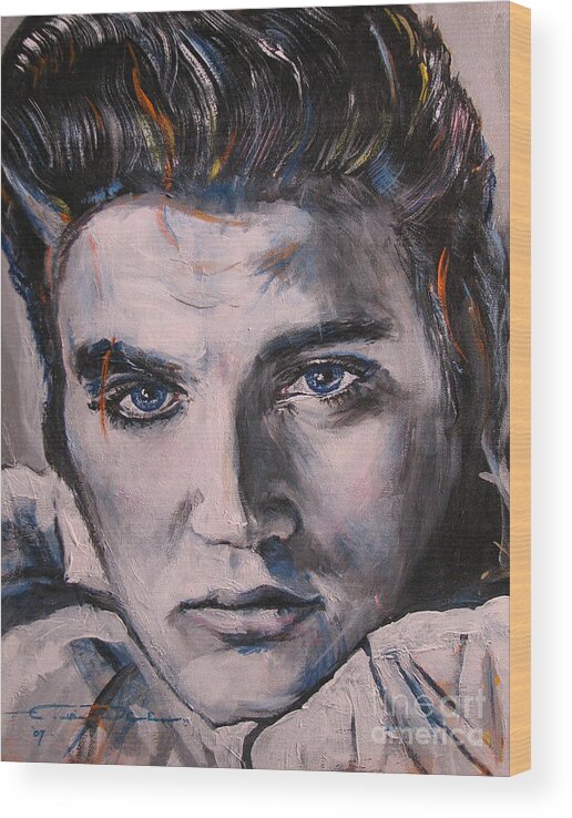 Elvis Presley Wood Print featuring the painting Elvis 2 by Eric Dee