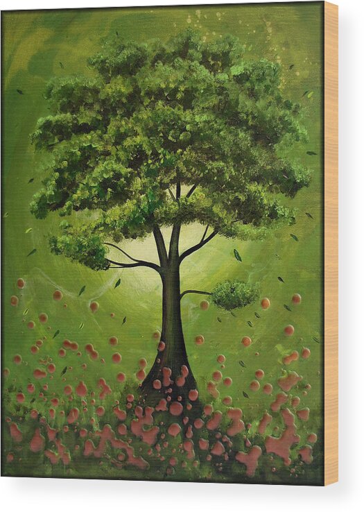 Emerald Tree Wood Print featuring the painting Emerald Tree by Amanda Dagg