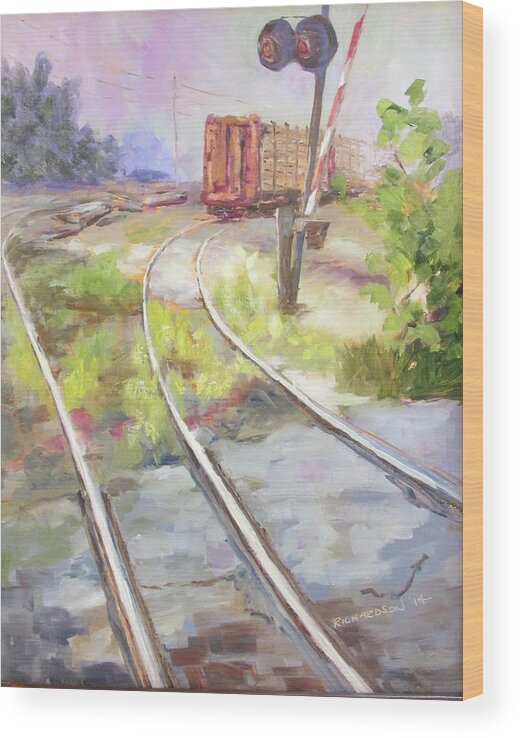 Landscape Wood Print featuring the painting End Of The Line by Susan Richardson