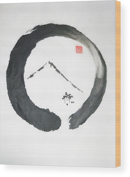Sumi Wood Print featuring the painting Enso Noble by Casey Shannon