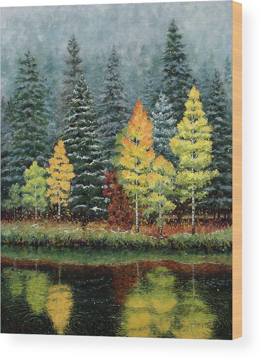 Fall Wood Print featuring the painting Equinox by Mary Giacomini