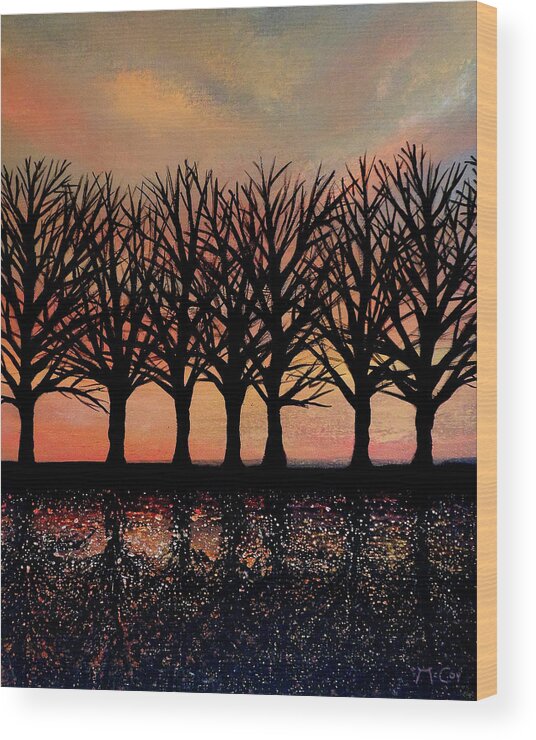 Evening Wood Print featuring the painting Evening Reflections by K McCoy