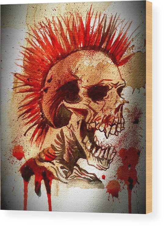  Wood Print featuring the painting Exploited Skull by Ryan Almighty