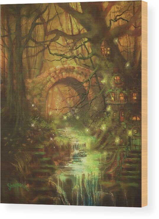  Tree Fairy Wood Print featuring the painting Fairy Tree by Tom Shropshire