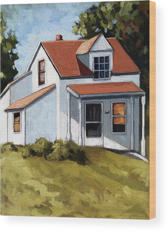 Farm House Wood Print featuring the painting Farm House original oil painting by Linda Apple