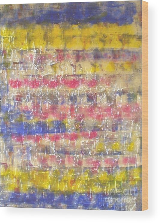 Blue Red Yellow White Colors Wood Print featuring the painting Faszination of Structure by Pilbri Britta Neumaerker