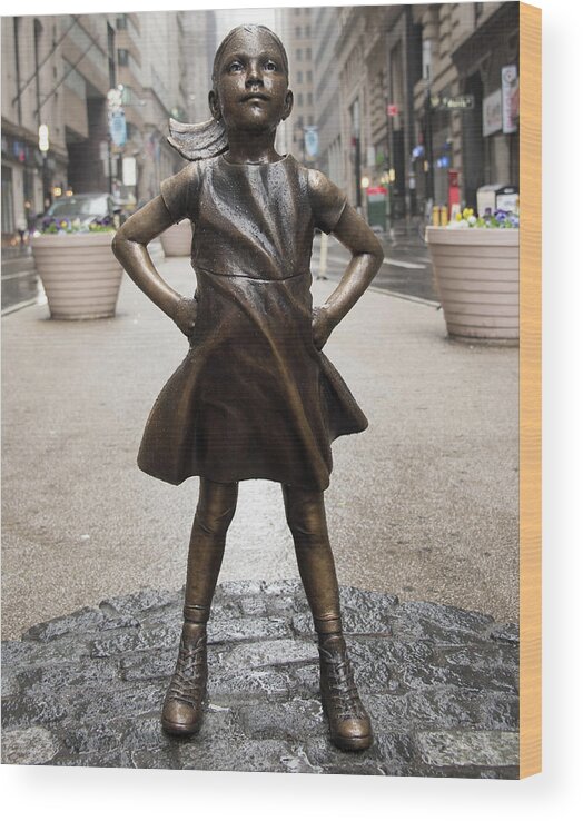Fearless Girl Wood Print featuring the photograph Fearless Girl 2 by Rand Ningali