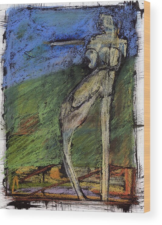 Painting Wood Print featuring the pastel Figure in Landscape by JC Armbruster