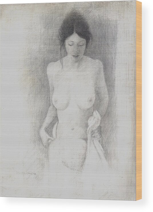 Breasts Wood Print featuring the drawing Figure Study 6 by David Ladmore
