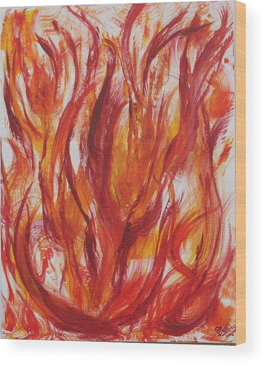 Fire Wood Print featuring the painting Fire by Sandra Winiasz