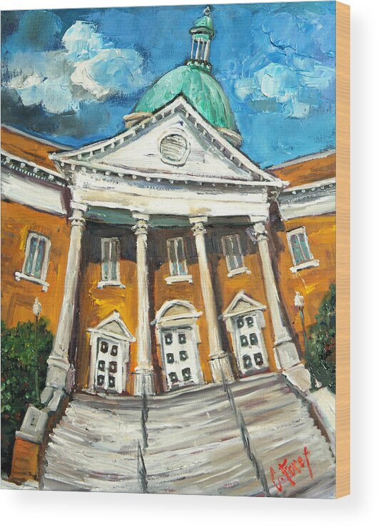 Church Wood Print featuring the painting First United Methodist Church Athens AL by Carole Foret