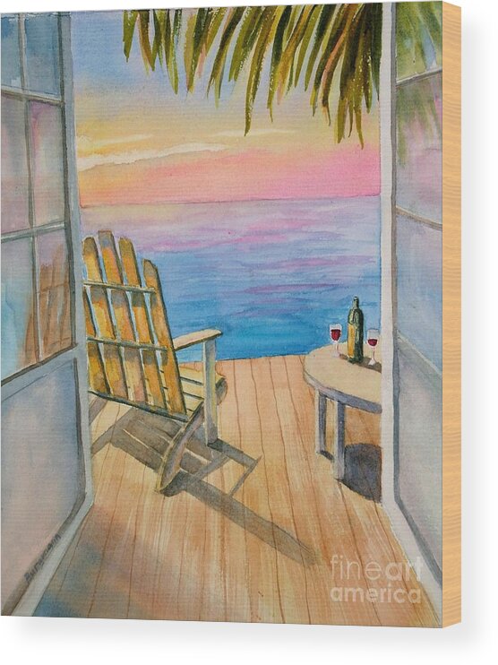 Florida Wood Print featuring the painting Florida Sunset by Petra Burgmann