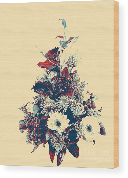 Flower Wood Print featuring the painting Flower by Celestial Images