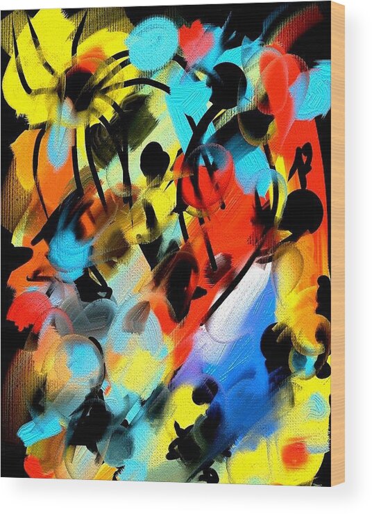 Abstract Wood Print featuring the painting Flysquid Dream by Neal Barbosa