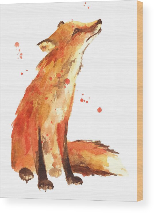Red Fox Wood Print featuring the painting Fox Painting - Print from Original by Alison Fennell