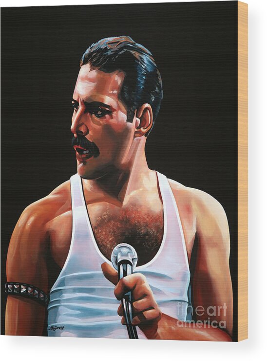 Freddie Mercury Wood Print featuring the painting Freddie Mercury by Paul Meijering