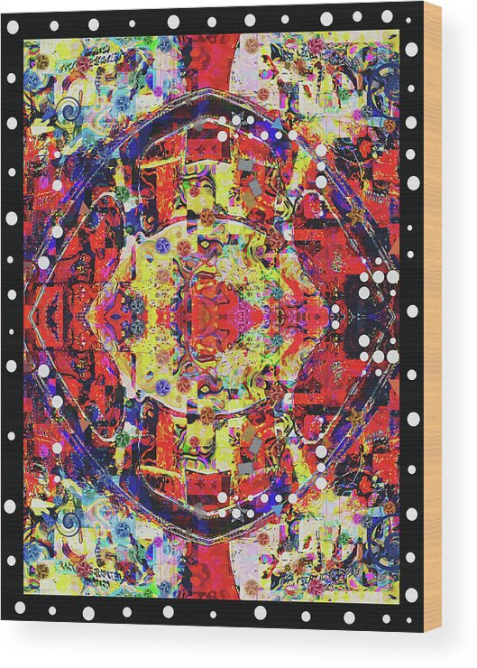 Abstract Wood Print featuring the digital art Freefall, abstract with border by Wendy J St Christopher