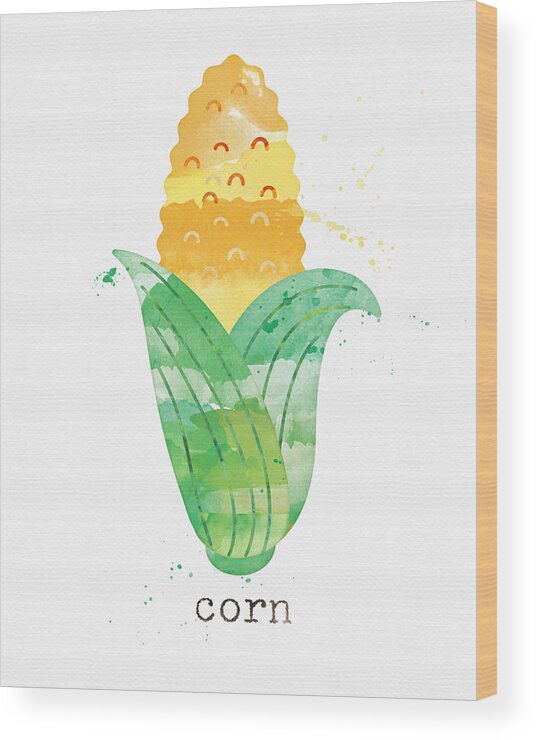 Corn Wood Print featuring the painting Fresh Corn by Linda Woods