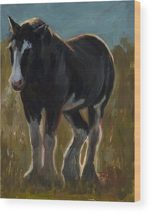 Clydesdale Wood Print featuring the painting Frosty Morning by Billie Colson