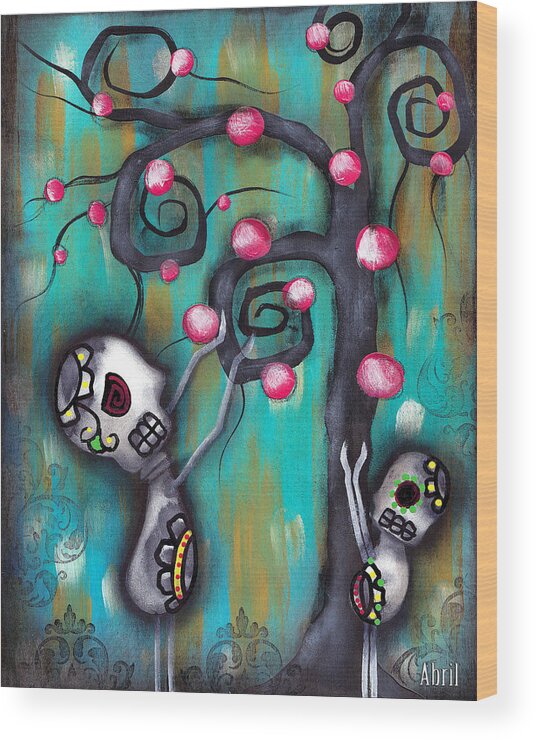 Day Of The Dead Wood Print featuring the painting Fruits by Abril Andrade