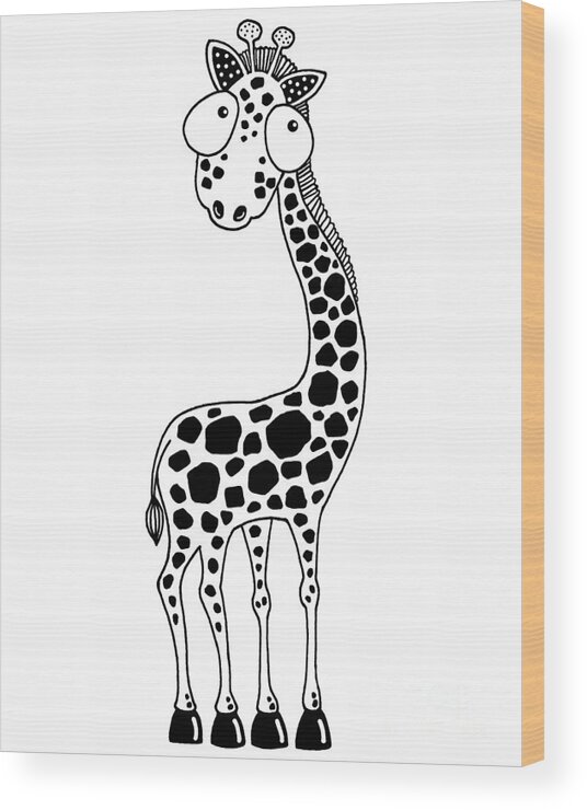 Giraffe Wood Print featuring the digital art Fudge the Giraffe by Lucia Stewart