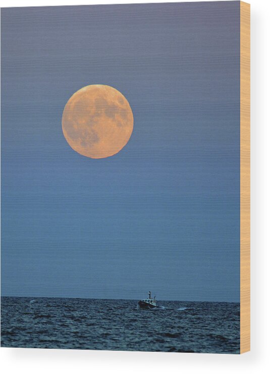 Moon Wood Print featuring the photograph Full Blood Moon by Nancy Landry